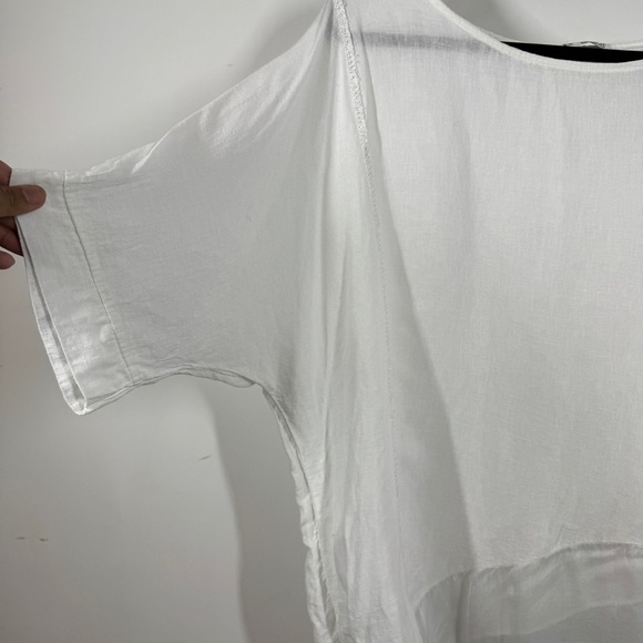 San Gimignano White Linen Silk Blend Asymmetric Hem Tunic Lagenlook Top One Size - Picture 5 of 13